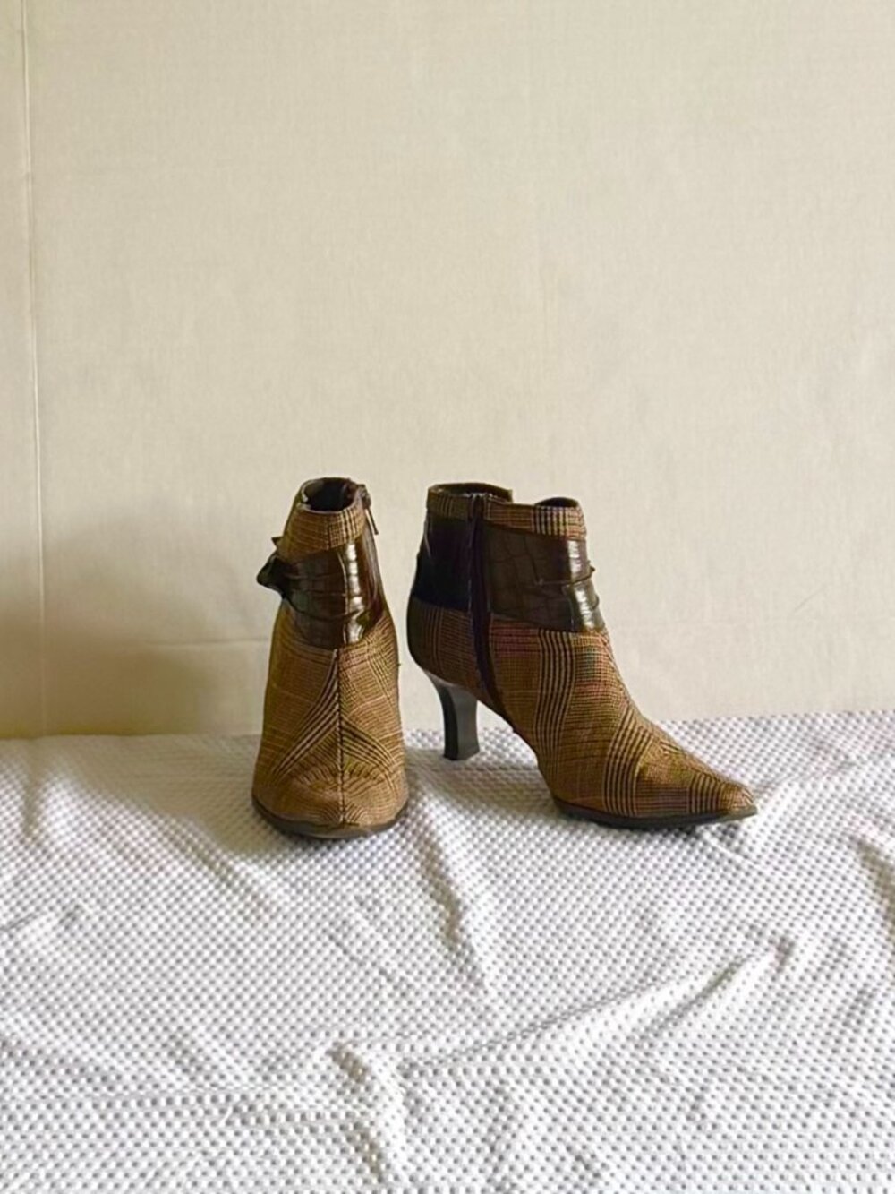 Predictions Brown Plaid Ankle Boots/Shoes
